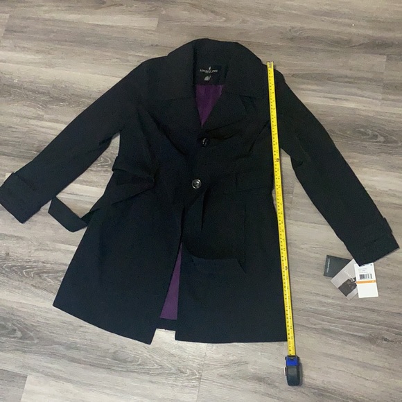 NWT Women’s Black Double Collar Belted Coat Jacket London Fog size Small Petite - Picture 8 of 11